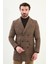 Ekoseli Slim Fit Geniş Yaka Kruvaze Yün Erkek Kaban 1