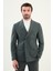 Çizgili Slim Fit Geniş Yaka Kruvaze Yün Erkek Takım Elbise 1