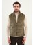 Düz Slim Fit Dik Yaka Kadife Erkek Yelek 5