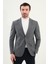 Ekoseli Slim Fit Mono Yaka Erkek Ceket 3