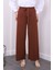 Kahverengi Yüksek Bel Bol Paça Pantolon 1
