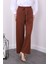 Kahverengi Yüksek Bel Bol Paça Pantolon 2
