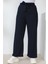 Lacivert Yüksek Bel Bol Paça Pantolon 2