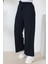 Lacivert Yüksek Bel Bol Paça Pantolon 4