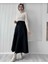 Kadın Scuba Krep Bel Lastikli Kiloş Etek Siyah 2