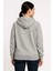 Kadın Üç Iplik Kapüşonlu Tam Fermuarlı Kanguru Çepli Sweatshirt Hoodie - Gri 2