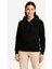 Kadın Üç Iplik Kapüşonlu Tam Fermuarlı Kanguru Çepli Sweatshirt Hoodie - Siyah 5