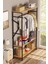 Alkor 180X120X35 Metal Masif Ahşap Desenli Yonga Levha Açık Giyinme Dolap Portmanto Askılık 2
