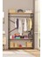Alkor 180X120X35 Metal Masif Ahşap Desenli Yonga Levha Açık Giyinme Dolap Portmanto Askılık 3