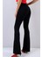 Kadın Siyah Likralı Ispanyol Paça Pantolon 2