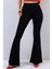 Kadın Siyah Likralı Ispanyol Paça Pantolon 3