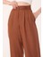 Kadın Kahverengi Keten Karışımlı Kore Model Palazzo Pantolon 2