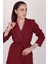 Kadın Bordo Bel Bağlamalı Blazer Ceket 2