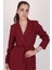 Kadın Bordo Bel Bağlamalı Blazer Ceket 3