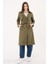 Kadın Kruvaze Yaka Haki Trençkot 2