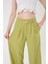 Kadın Yağ Yeşili Keten Karışımlı Kore Model Palazzo Pantolon 4