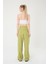Kadın Yağ Yeşili Keten Karışımlı Kore Model Palazzo Pantolon 5