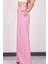 Kadın Pembe Keten Pile Detaylı Palazzo Pantolon 4