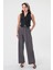 Kadın Antrasit Yüksek Bel Palazzo Pantolon 5