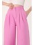 Kadın Pembe Yüksek Bel Keten Palazzo Pantolon 3