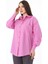 Tek Cepli Oversize Keten Gömlek- Pembe 1
