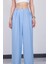 Kadın Bebe Mavi Keten Pile Detaylı Palazzo Pantolon 1