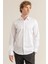 Erkek Beyaz %100 Pamuk Saten Non-Iron Ütü Istemeyen Casual Cepsiz Modern Fit Gömlek 3