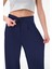 Kadın Lacivert Yüksek Bel Cırtlı Palazzo Pantolon 1