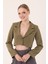 Crop Blazer Ceket-Haki 3