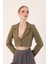 Crop Blazer Ceket-Haki 4