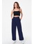 Kadın Lacivert Yüksek Bel Palazzo Pantolon 4