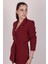 Kadın Bordo Bel Bağlamalı Blazer Ceket 4