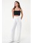 Kadın Beyaz Yüksek Bel Palazzo Pantolon 3