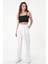Kadın Beyaz Yüksek Bel Palazzo Pantolon 4