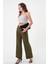 Kadın Haki Bel Lastikli Palazzo Pantolon 1
