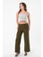 Kadın Haki Bel Lastikli Palazzo Pantolon 4