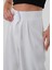 Kadın Beyaz Palazzo Pantolon Yüksek Bel ve Cırtlı Detaylarla 2
