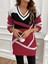 Kadın Uzun Kollu V Yakalı Kısa Triko Elbise 2