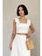 Beyaz Güpürlü Crop ve Etek Takım 2