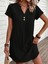 Kadın Kısa Kollu V Yakalı Düğmeli Müslim Kısa Elbise 4