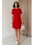 Kırmızı Kısa Kol Atlas Mini Elbise 1