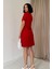 Kırmızı Kısa Kol Atlas Mini Elbise 4