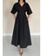 Siyah Pileli Uzun Elbise 4