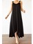 Kadın Çan Dokuma Kumaş V Yaka Asimetrik Kesim Elbise 2
