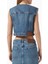 Cropped Denim Kadın Yelek, Ayarlanabilir Kemer ve Düğmeli Tasarım 3