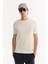 Erkek Ekru Bisiklet Yaka Rayon Tüylenmeyen Çizgili Triko Regular Fit T-Shirt A52Y5005 2