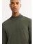 Erkek Haki Yarım Balıkçi Yaka Basic Düz Rayon Kazak B005151 2
