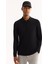 Erkek Siyah Polo Yaka Rayon Tüylenmeyen Basic Triko Regular Fit Kazak B005150 6