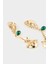 Kadın Yeşil Taşlı Sallantılı Gold Küpe G0175AXNS 3