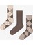 Çok Renkli Erkek Brown Diamond Üçgen Desenli 3'lü Soket Çorap 1